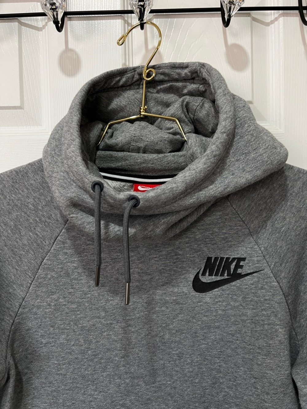 Nike “Rally Funnel Neck” Sweatshirt Hooded Flannel Lined Size Small Gray - Picture 6 of 9